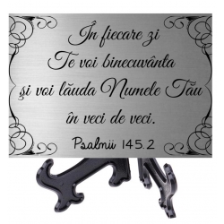 Plachet argintiu cu suport, In fiecare zi te voi binecuvanta!